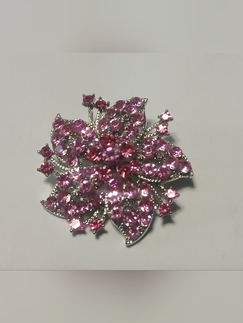 NWOT Pink Crystal Floral Brooch